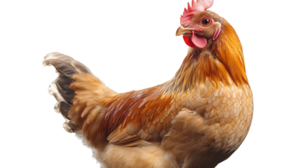 Rooster and chicken isolated on a white background