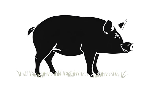 recommend clip art: pig Black and White Vector Silhouette Illustrations Clip Art  Graphic Design Elements