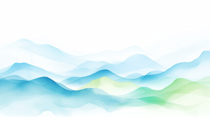 Fototapeta premium Abstract watercolor painting of mountains in blue and green tones