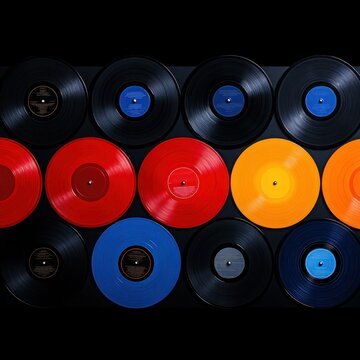 Vintage Vinyl Records Collection - Panoramic Background for Music Lovers