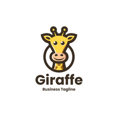 cute giraffe mascot logo vector