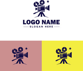 Film production icon Movie making Filmmaking Film industry flat logo sign symbol editable vector