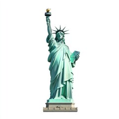 Statue of Liberty Close Up on White Background with Copy Space - New York, USA