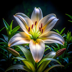 Fototapeta premium night lilly blooming on full