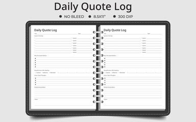 Daily quote logbook tracker vector illustration 