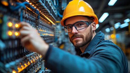 Electrician Working on Electrical Panel