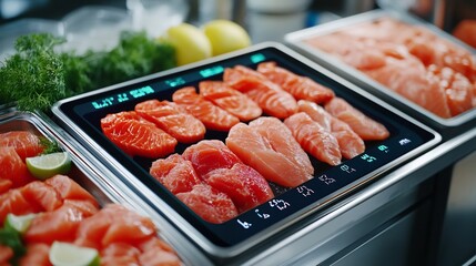 Digital Display Showcasing Frozen Seafood Temperature Levels for Real-Time Monitoring and Precise
