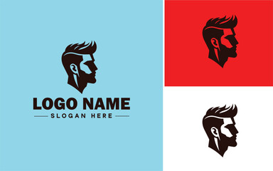Men's grooming icon Male grooming Barbershop Men's salon flat logo sign symbol editable vector