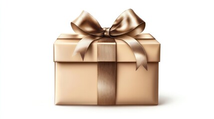 Obraz premium A gift box with ribbon, seasonal element, photorealistic style, shiny metallic wrapping, isolated on white background