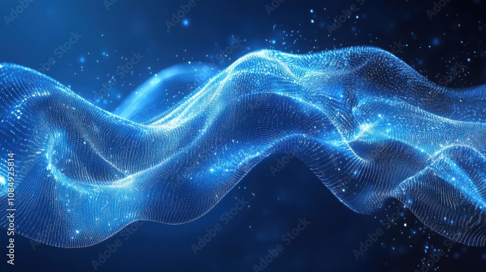 Poster exploring the dynamic blue abstract design in a digital space a visual representation of linked data