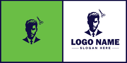 Men's grooming icon Male grooming Barbershop Men's salon flat logo sign symbol editable vector