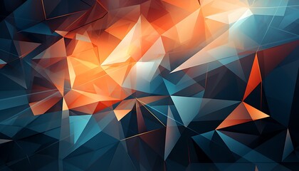 Obraz premium A modern abstract design featuring geometric shapes in blue, orange, and dark tones, perfect for backgrounds and digital art projects