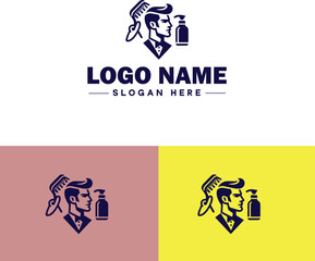 Men's grooming icon Male grooming Barbershop Men's salon flat logo sign symbol editable vector