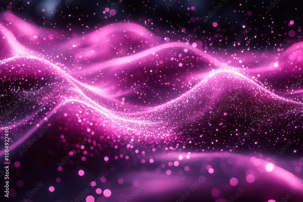 Poster exploring a futuristic abstract background of flowing data lines in a digital space environment with