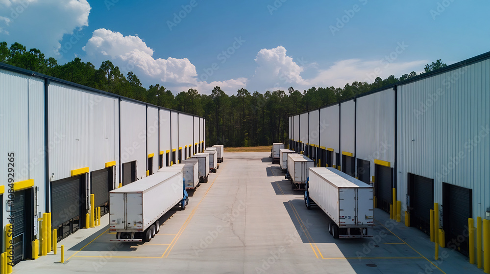 Aufkleber rows of loading docks at expansive shipping and distribution center