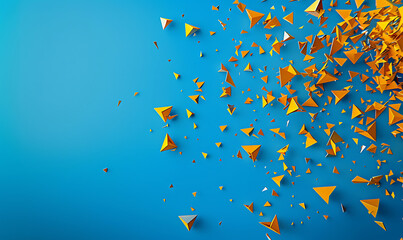 Tiny yellow triangles scattered on bright blue create a bold, energetic design