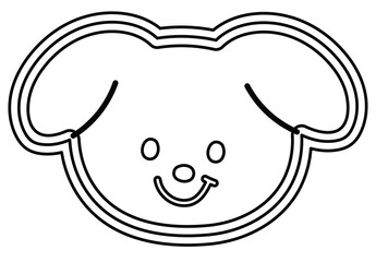 Outline of puppy face for kid colouring book, art, painting, animal, tattoo, pet shop, vet, dog cartoon, character, comic, mascot, cute patch, brooch, adopt and rescue pet, foster home, shelter
