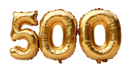 Balloons with the numbers five hundred on a white background 