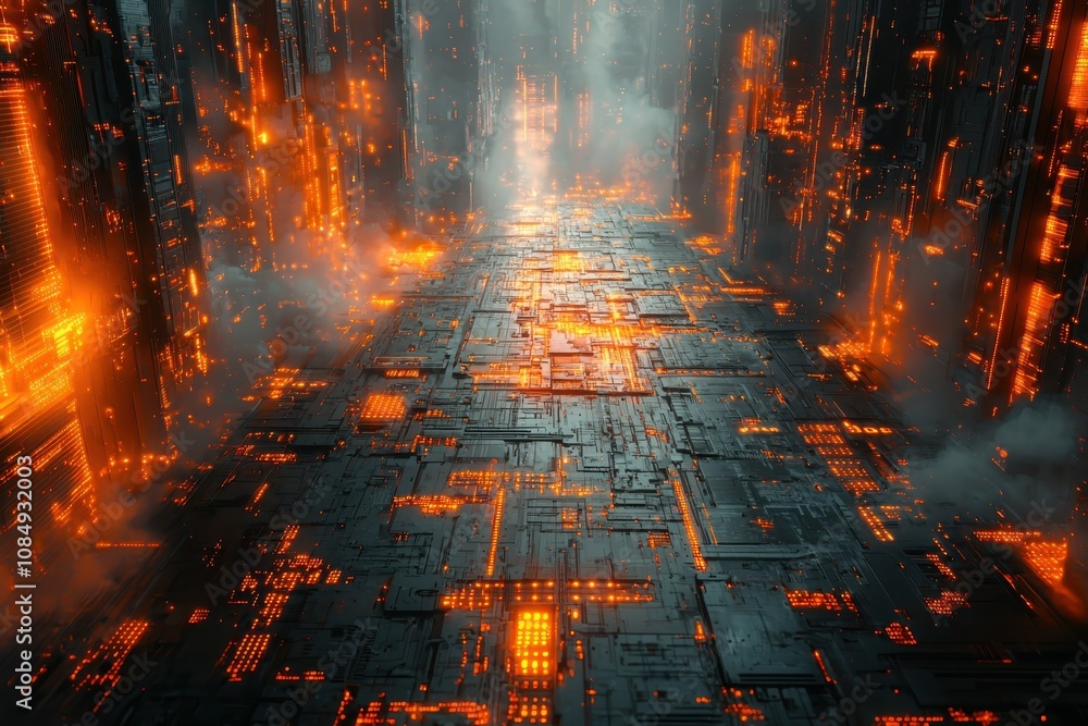 Poster exploring quantum computing futuristic abstract representation in a digital realm visual art concept
