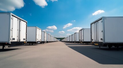 Rows of Parked Trailers at a Logistics Hub for Industrial Supply Chain