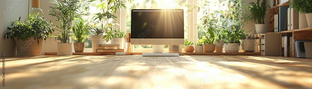 Poster create a scandinavian-inspired workspace clean lines and ample natural light for productivity