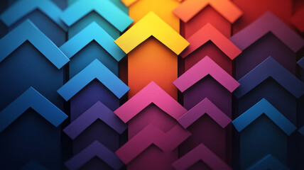 Obraz premium Arrow, stock market or papercut background design for business, economy and global inflation. Graphic, seo or marketing