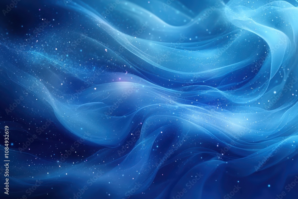 Aufkleber fluid responsive particles dance across a serene blue backdrop creating a tranquil visual experience