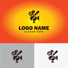 Media production icon Content creation Media development Production studio flat logo sign symbol editable vector
