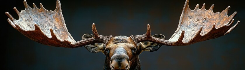 Majestic moose displaying intricately carved antlers in a forest environment close-up view for nature enthusiasts