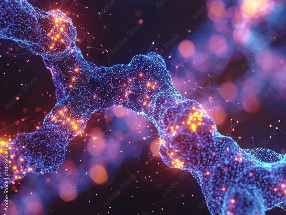 Poster dynamic blue graphic visualization of an intricate particle system digital art environment abstract 