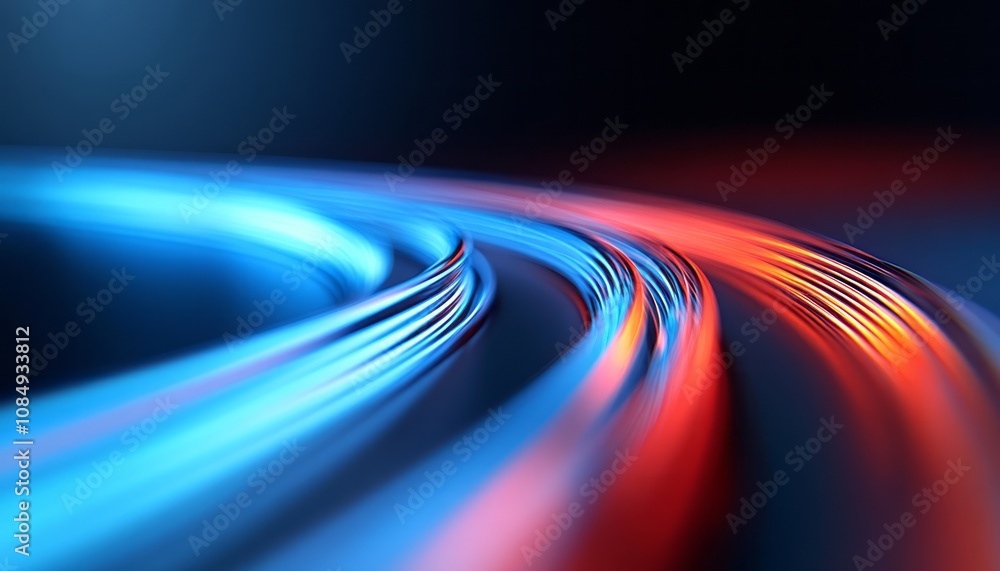Poster colorful light trails create dynamic patterns in a dark setting at night