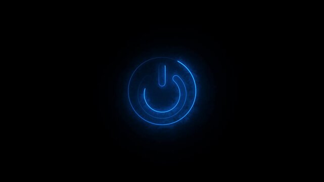 colorful power button. Power button turning on and off.neon Power Button icon on a dark background .