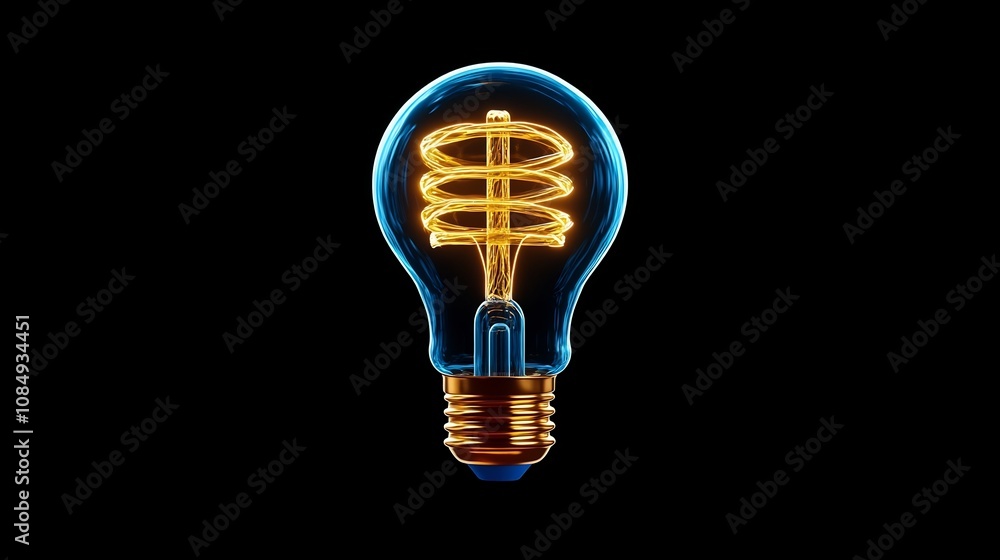 Poster minimal 3d of a lightbulb icon with filament detail