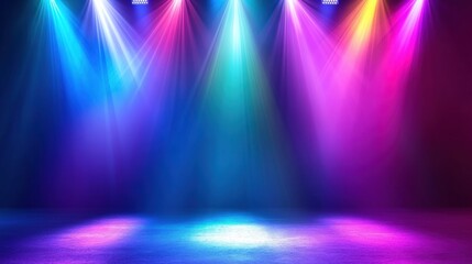 Stage light beam effects with vivid colors, dynamic and bold, creating a high-energy background for concerts or entertainment videos
