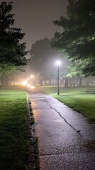 Foggy Night Pathway.