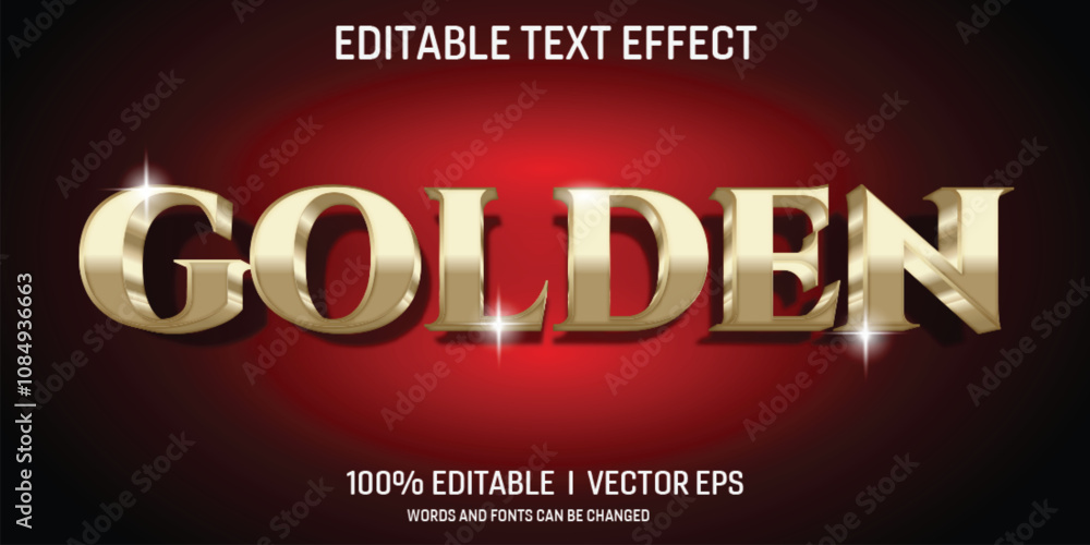 Poster editable golden luxury vector text effect with style design