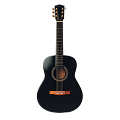 Fototapeta premium Elegant black acoustic guitar isolated on transparent background PNG