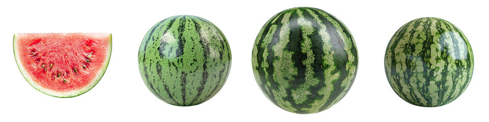 Watermelon fresh isolated on white background.  Collection Set Png.