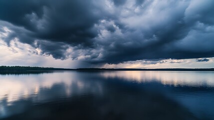 Fototapeta premium Storm Clouds Over Calm Lake