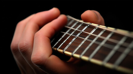 Fototapeta premium The hands of a musician playing an electric guitar convey the passion and skill with which he or she makes music