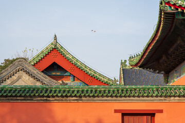 Obraz premium Roofs of buildings in the Xiannong Altar, Beijing, China.