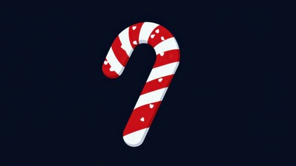 Classic red and white striped candy cane on dark background