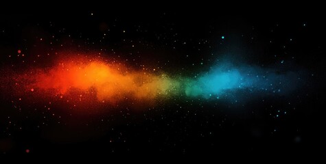 Abstract Gradient Background with Blue to Orange Colors on Black, Grainy Texture and Blurred Edges