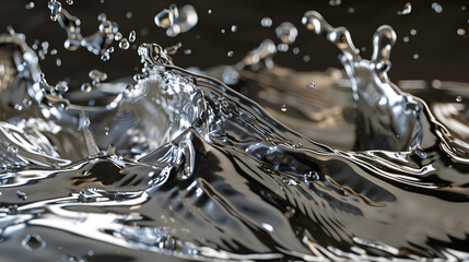 A splash of water with a silver surface