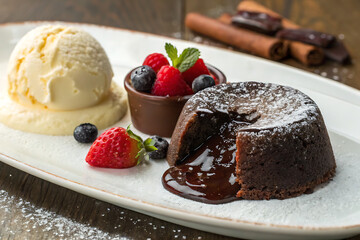 Molten Chocolate Lava Cake with Ice Cream
