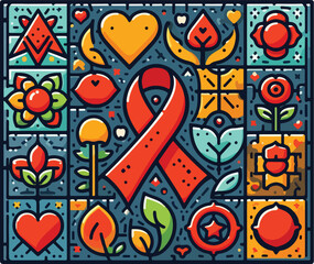 A patch or square from the AIDS Memorial Quilt, symbolizing remembrance and the lives lost to AIDS 