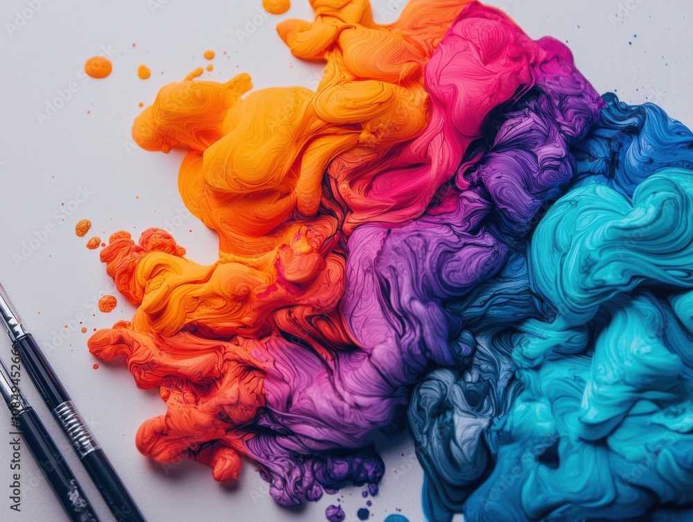 Poster creative color mixing techniques art studio visual art bright atmosphere close-up view abstract expr