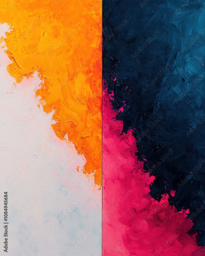 Poster vibrant abstract painting display art gallery visual art creative space close-up view color theory e