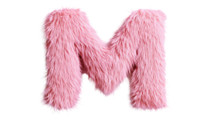  Fur letter M pink white background.