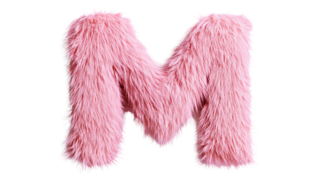  Fur letter M pink white background.